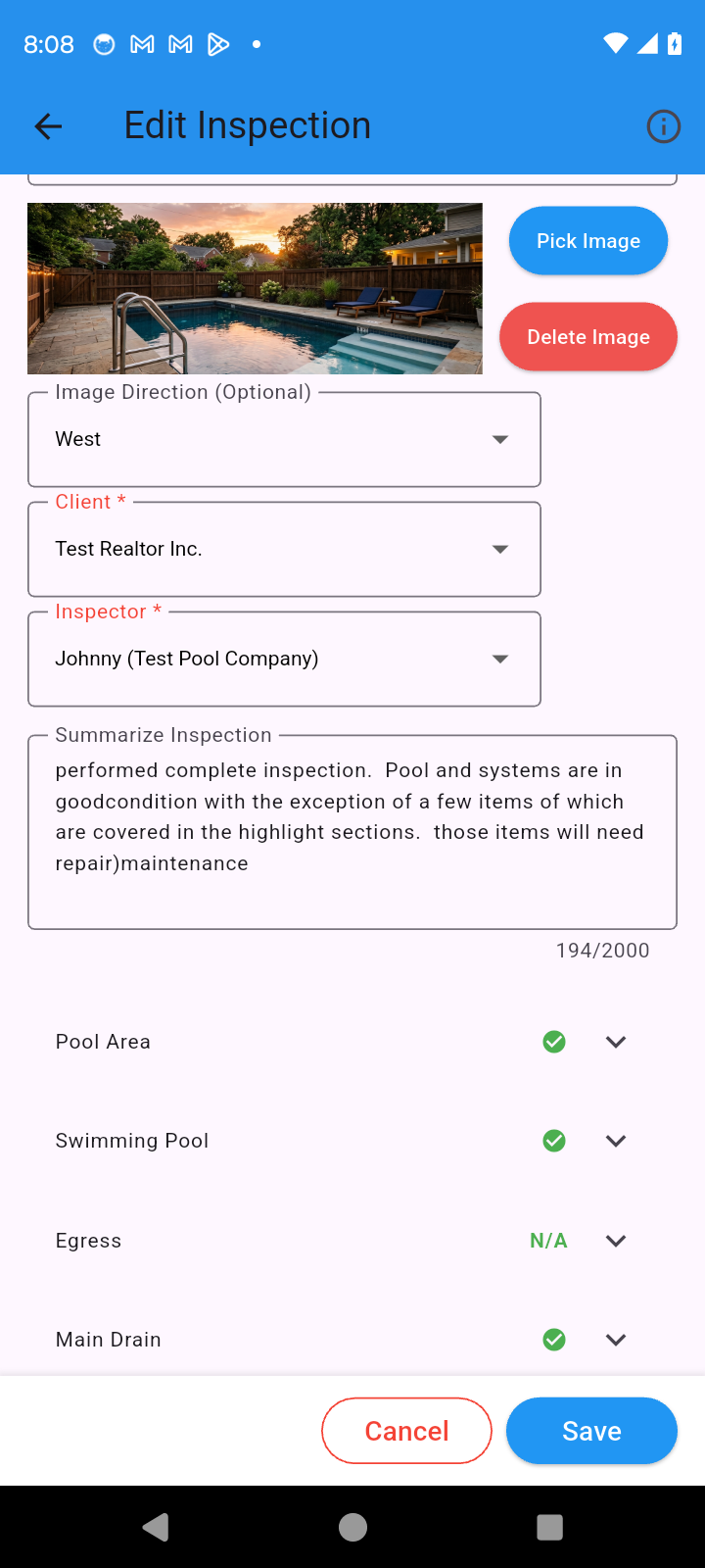 Edit Inspection Form