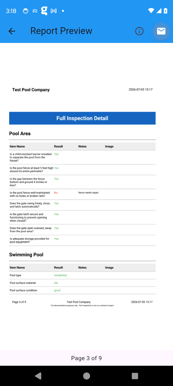 Report Preview - Full Inspection Detail